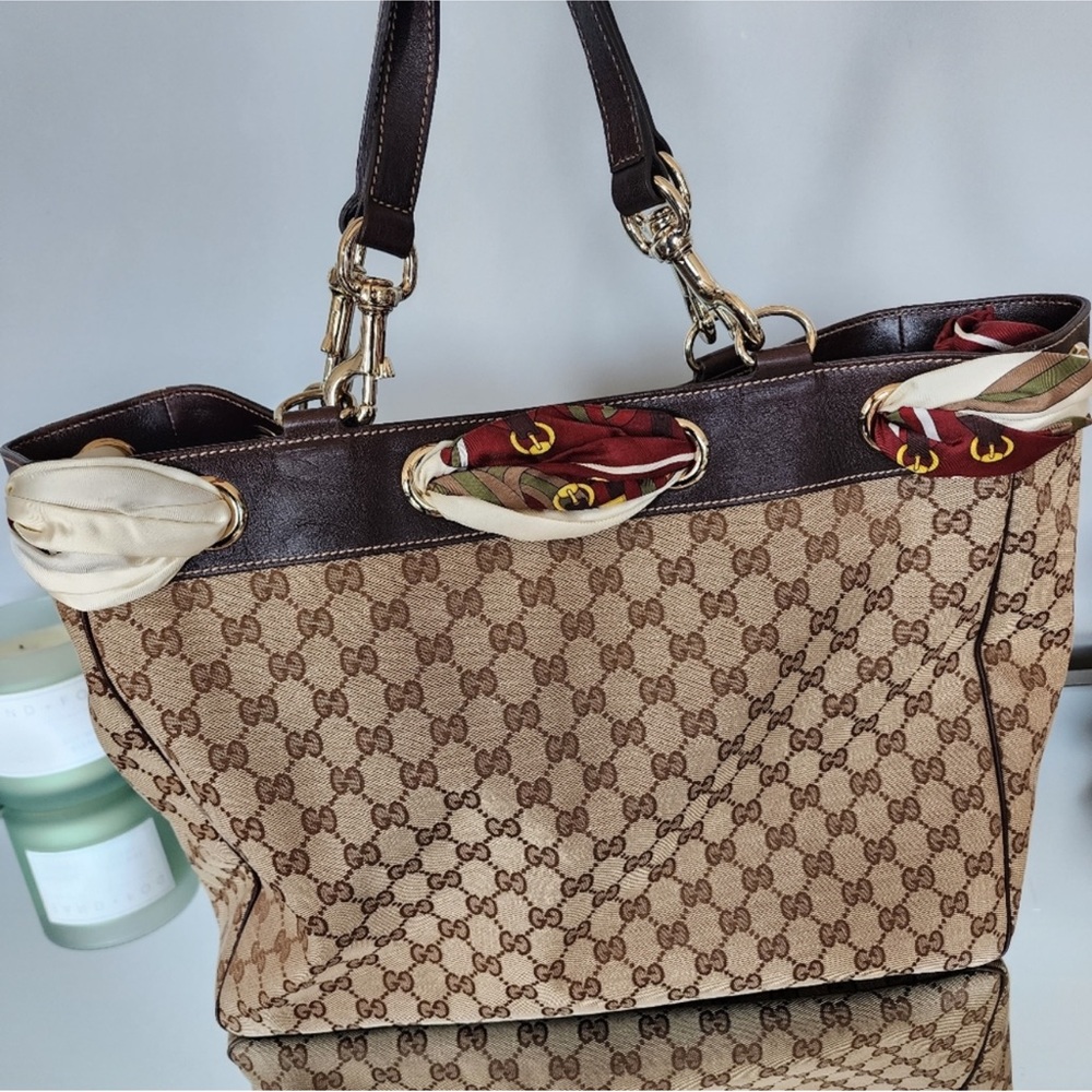 Gucci Positano Scarf Monogram Tote Bag